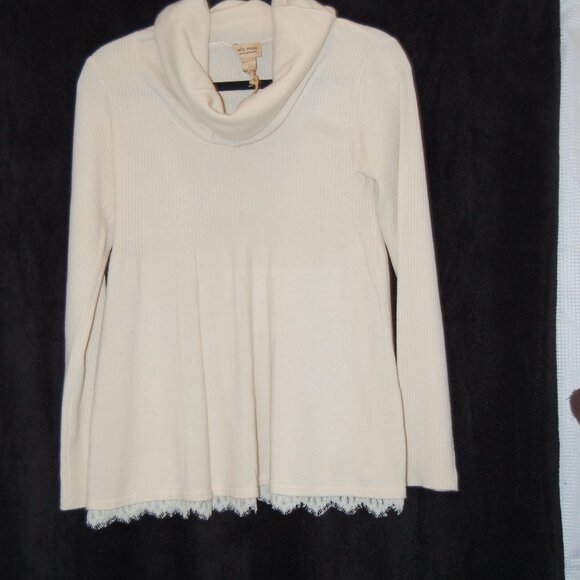 ELLA MOSS  100% Pure Cashmere Ivory Cowl Neck Smock Like Sweater Size L NWT - Picture 1 of 12